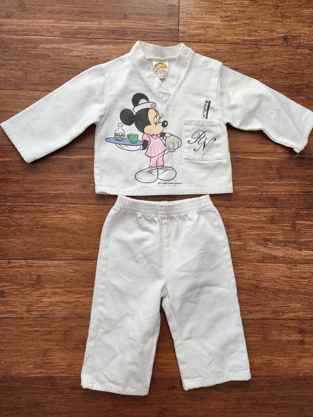 Vintage Disney Baby Girl's Minnie Mouse Nurse Scrubs Costume Halloween 12 Months